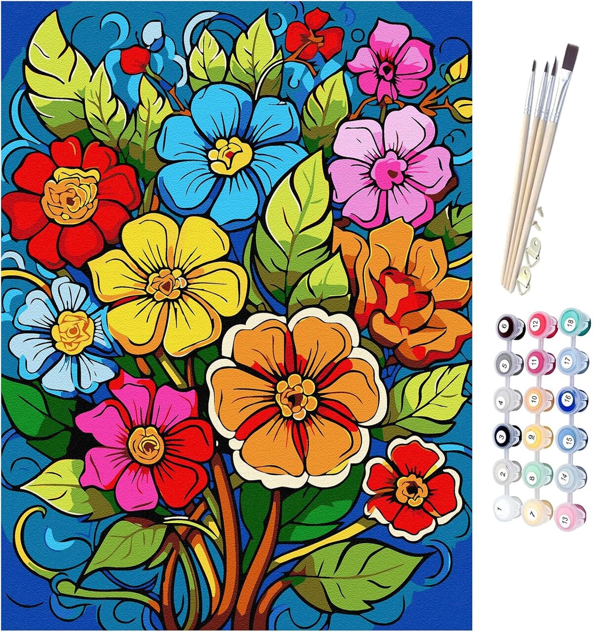 Paint by Numbers Kit for Adults Beginners Starter & Tool,Spring Flower Color Paint by Numbers on Canvas DIY Acrylic Painting Artist Art Paintworks Craft Kits for Home Decor Gift, 12x16in